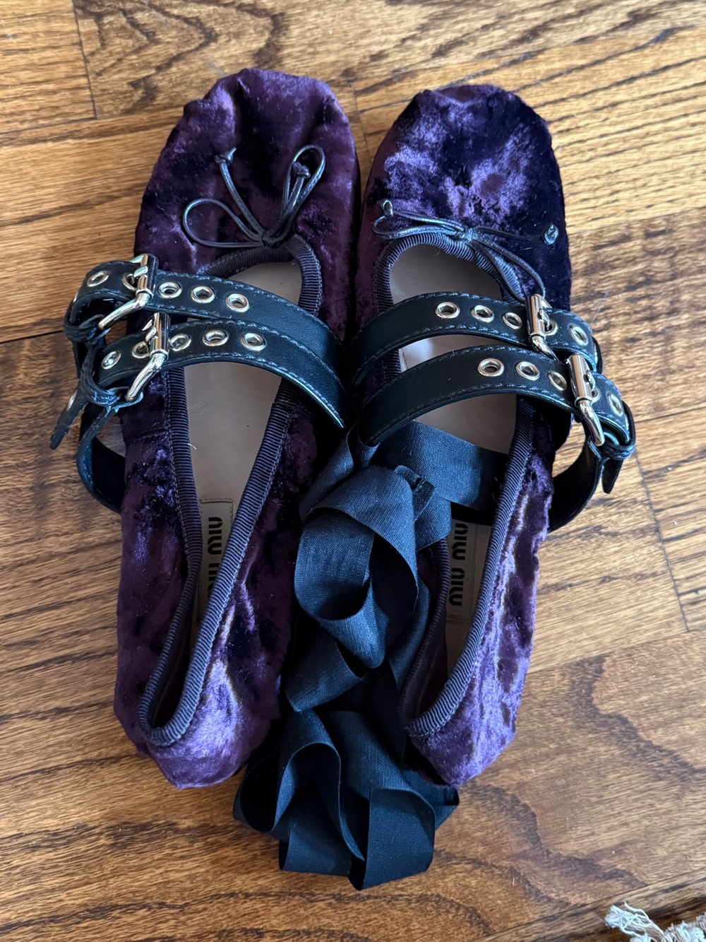 Miu Miu Purple Velvet Ballet Flats 37.5
